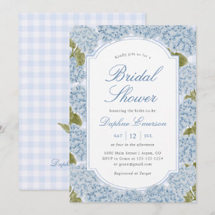 Invitation Fête de mariage élégante avec des hortensias bleus