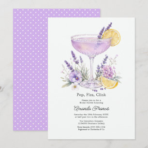 Invitation Fête de mariage élégante cocktail lavande Floral