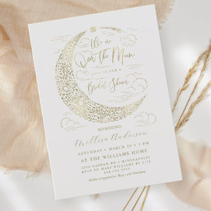 Invitation Fête de mariage élégante Faux Lune dorée de récolt