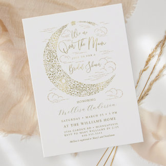Invitation Fête de mariage élégante Faux Lune dorée de récolt