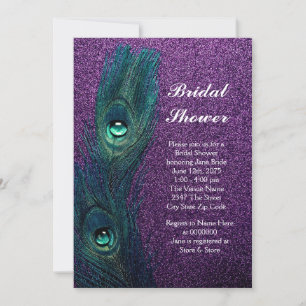 Invitation Fête de mariage élégante paon bleu sarcelle violet