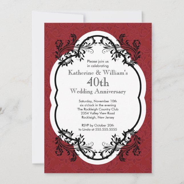 Invitation Fête de mariage élégante vintage à l'anniversaire  (Devant)