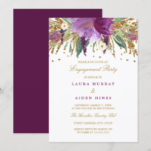 Invitation Fête de mariage engagement pétillant floral améthy