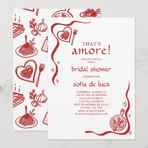 Invitation Fête de mariage fantaisiste Doodle Pâtes Italienne