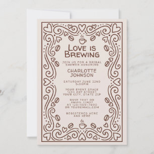 Invitation Fête de mariage fantaisiste marron L'amour est en