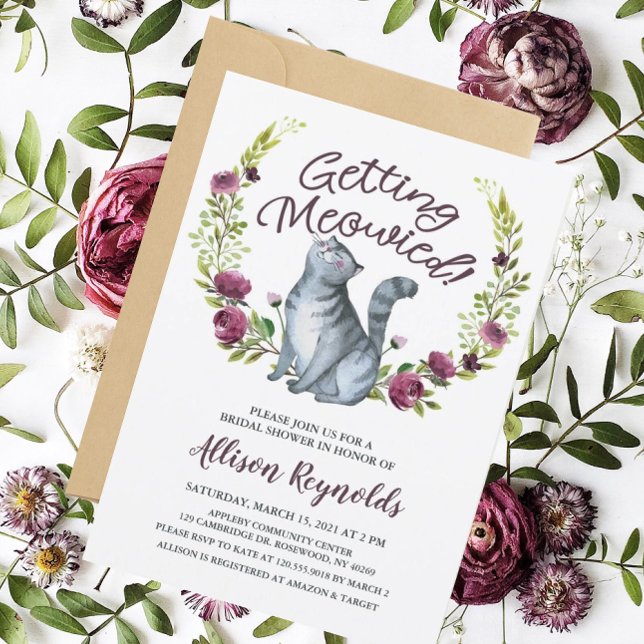 Invitation Fête de mariage Félin Meowied (The purrrrr-fect bridal shower invitation!)