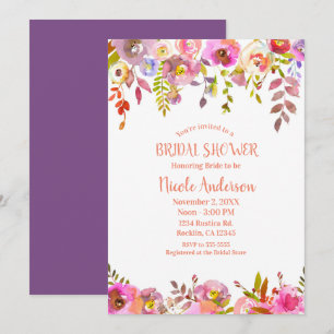 Invitation Fête de mariage Fleur de printemps Orange Rose vif