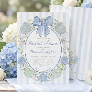 Invitation Fête de Mariage Fleur d'Hortensia Bleu