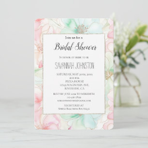 Invitation Fête de mariage Fleurs de menthe rose blush