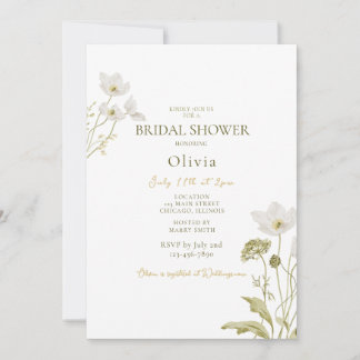 Invitation Fête de mariage Floral Blanc Jardin en Fleurs 