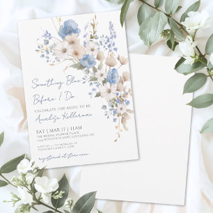 Invitation Fête de mariage floral bleu de fleurs sauvages
