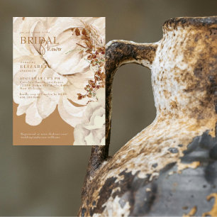 Invitation Fête de mariage Floral Crème Chaude Caramel 