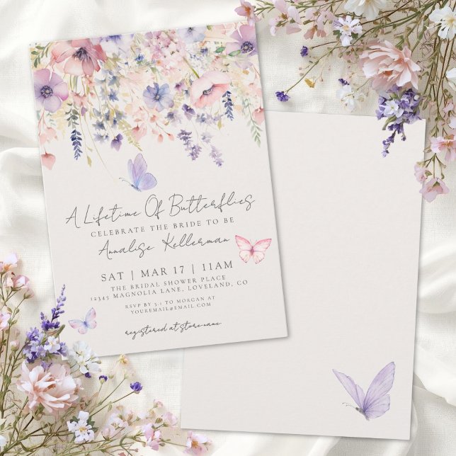 Invitation Fête de mariage floral papillon (Butterfly Floral Bridal Shower Invitation)