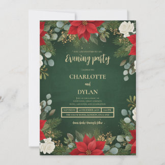 Invitation Fête de mariage florale de Noël d'hiver Soirée