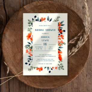 Invitation Fête de mariage florale orange Blooming Botanicals