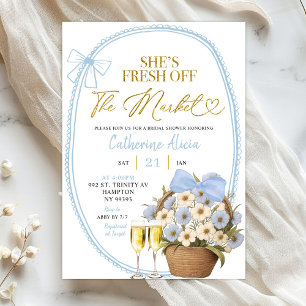 Invitation Fête de mariage florale printanière bleue Coquette