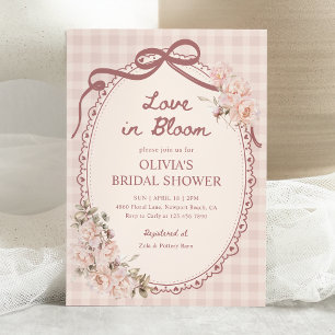 Invitation Fête de mariage florale rose pâle Love in Bloom