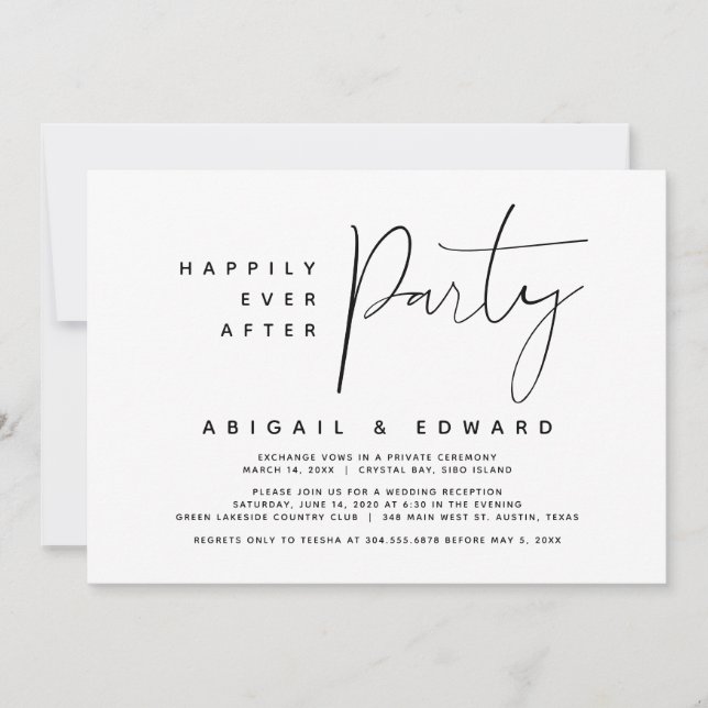 Invitation Fête de Mariage Fugace Après une Fin Heureuse (Devant)
