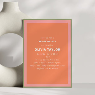 Invitation Fête de mariage géométrique moderne rose corail