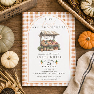 Invitation Fête de Mariage Gingham d'Automne Fraîche du March