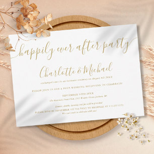 Invitation Fête de mariage Gold Happily Ever After