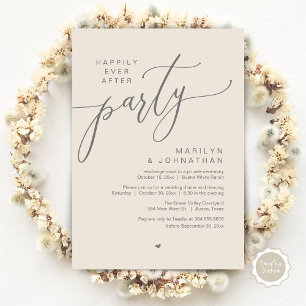 Invitation Fête de Mariage "Heureux à Tout Jamais" Dîner de F