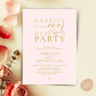 Invitation Fête de Mariage "Heureux à Tout Jamais" Dîner de M
