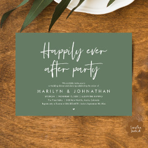 Invitation Fête de Mariage Heureux à Tout Jamais, Dîner de Ma