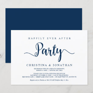 Invitation Fête de Mariage heureux pour toujours, Bleu marine