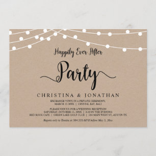 Invitation Fête de Mariage heureux pour toujours, Fuite amour