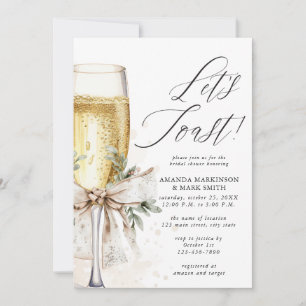 Invitation Fête de mariage hivernale Champagne Let's Toast
