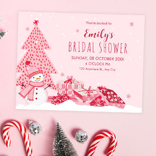 Invitation Fête de mariage hivernale rose ludique
