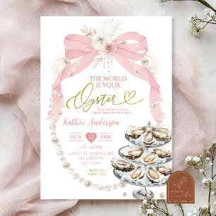 Invitation Fête de mariage huître arc-en-ciel perle et rose