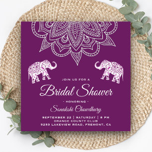 Invitation Fête de mariage indien Mandala Violet Élégant