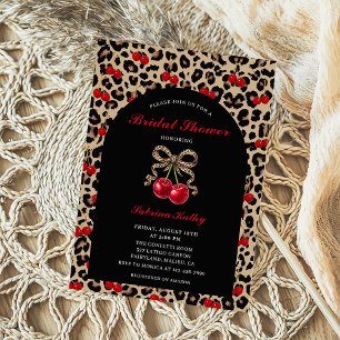 Invitation Fête de mariage léopard guépard coquette cerise