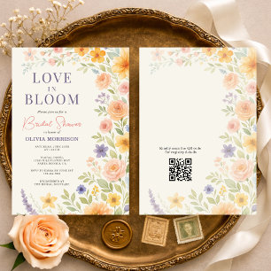 Invitation Fête de mariage Love In Bloom Floral QR Code