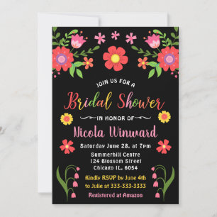 Invitation Fête de mariage mexicaine florale lumineuse