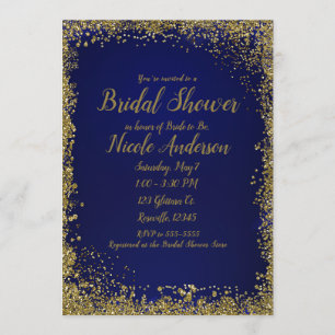 Invitation Fête de mariage moderne avec paillettes dorées et 