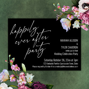 Invitation Fête de mariage noir "Joyeux pour toujours"