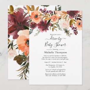 Invitation Fête de mariage ou de bébé Bordo Peach Drive By