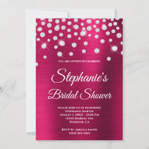 Invitation Fête de mariage pailletée diamant baie rose feuill
