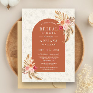 Invitation Fête de mariage Pampas Floral Terreux Terracotta