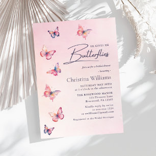 Invitation Fête de mariage papillon rose rose