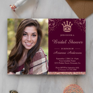 Invitation Fête de mariage Princesse Rose Gold Glitter Photo