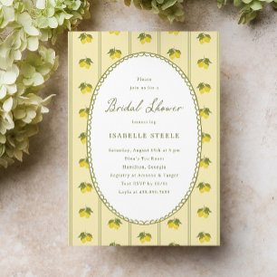 Invitation Fête de mariage rayée au citron aquarelle