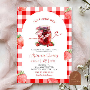 Invitation Fête de mariage Red Gingham Strawberry Summer Jam