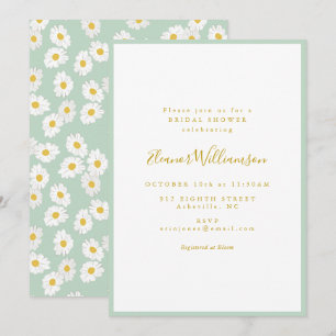Invitation Fête de mariage rétro florale à la menthe pastel e