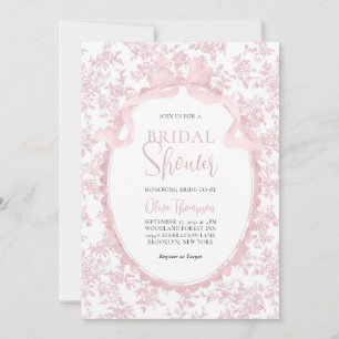 Invitation Fête de mariage rétro rose avec nœud botanique