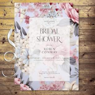 Invitation Fête de mariage romantique bleu rose et blanc flor
