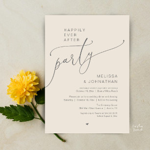 Invitation Fête de Mariage Romantique "Heureux pour Toujours"